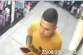 Ladrão aproveita ausência de funcionário, invade loja e furta celular. Vídeo