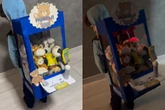 Mãe inova ao criar máquina de pelúcia para o Dia da Mochila Maluca