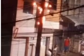 Homem é eletrocutado por fiação que caiu de poste. Vídeo