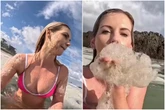 Influencer mergulha em dejetos de esgoto ao visitar praia proibida