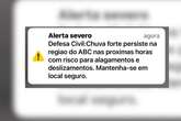 Chuvas: Defesa Civil envia alerta severo para a capital e Grande SP