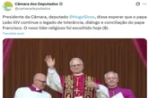 Perfil oficial da Câmara no X erra nome de Hugo Motta ao saudar papa