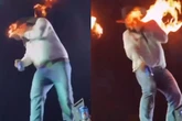 Vídeo: Léo fica ferido após ter rosto atingido por fogo em show