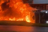 Caminhão-tanque explode e espalha fogo em rodovia de Pernambuco