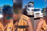 Ciclista briga com caminhoneiro e grava o próprio atropelamento; vídeo