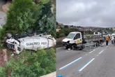 Caminhão cai de viaduto após acertar carreta e deixa feridos na ZL
