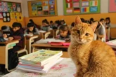 Aluno de 4 patas: gato invade sala de aula e decide ficar de vez