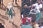 Super-herói “Gelado” derruba PM durante soltura de Mc Poze. Veja vídeo