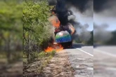 “Maior trio elétrico do Carnaval” pega fogo a caminho de Brasília