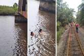 Mulher é salva pelo cadarço do namorado após cair de ponte em SC