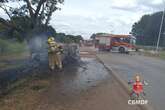 Antes de atingir árvore e pegar fogo, carro atropelou e matou pedestre