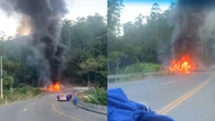 Batida entre carro, carreta e ônibus mata 2, fere 12 e fecha a BR-280