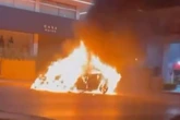 Vídeo: carro fica destruído após pegar fogo em quadra da Asa Norte