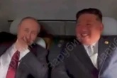 Entre risos, Putin e Kim Jong-un conversam em passeio de limusine