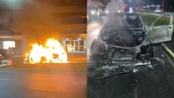 Carro de luxo de quase R$ 350 mil pega fogo em rua de Goiânia. Vídeo