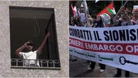 Milano, tensione al corto pro Pal: urla e insulti tra un ragazzo alla finestra e i manifestanti