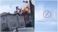 Drone kamikaze russo centra un palazzo a Kharkiv: le immagini dell’impatto devastante