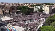 "In piazza per Gaza", la folla vista dall'alto. Gli organizzatori: "Più di 300mila persone"