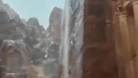 Giordania, cascate d'qcqua nell'antica città di Petra colpita da forti temporali