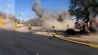 Arizona, la stazione di servizio crolla durante l'intervento dei pompieri: il video