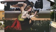 L''Annunciazione' di Leonardo sui muri di Lonate Pozzolo grazie all'urban artist Andrea Ravo Mattoni