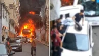 Brasile, scuolabus si schianta in strada e prende fuoco: il video