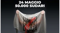 Un “sudario per Gaza” sul Comune. Sala: “Quello che sta facendo Netanyahu è intollerabile”