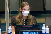 Violet Garner makes impassioned speech at UN over mask mandates