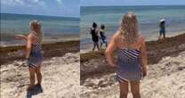 VIDEO ¬ Exhiben a mujer por prohibir a mexicanos caminar por “su playa” en Cancún