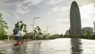 Barcelona cierra la fuente ornamental de Glòries para evitar resbalones y caídas