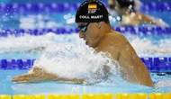 El español Carles Coll paga su explosiva puesta en escena y concluye séptimo en la final de los 200 braza