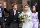 Los duques de Westminster, Hugh y Olivia Grosvenor, padres de su primera hija