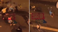 Varios jugadores del Partizan, envueltos en una pelea frente a una discoteca de Belgrado; uno de ellos le rompió una botella en la cabeza a un joven