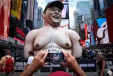 Giant inflatable Elon Musk appears in Times Square one day before SpaceX IPO, with a scathing message for its CEO
