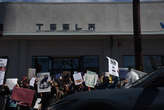 Growing protests target Tesla showrooms with Mariachi bands, raccoon puppets, and cardboard Cybertrucks