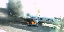 American Airlines flight catches fire at Denver airport