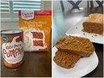 I made pumpkin bread with just 2 ingredients. It reminded me of my favorite Starbucks treat.