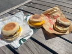 I tried breakfast sandwiches from Dunkin', Starbucks, and Tim Hortons. My favorite tasted fresh and flavorful.