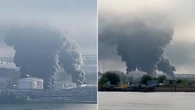 Kłęby dymu i słup ognia nad Petersburgiem. Płonie terminal naftowy
