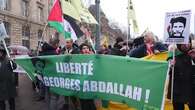 Concentración de apoyo al preso libanés George Abdallah en París