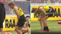 AFL superstar hobbles off training track in worrying scenes