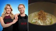 Maria and Bailey’s Spanakopita Ravioli with Feta Crème, Crispy Leeks and Dill Oil