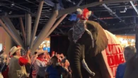 Gross mishap as elephant is paraded through political rally
