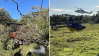Two men in serious condition after being struck by a fallen tree