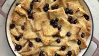 Courtney Roulston makes blueberry and cinnamon bread and butter pudding for a good cause