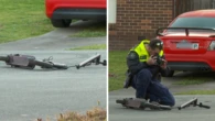 Manhunt underway after young boy on scooter hit and left seriously injured