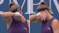 Distraught tennis star stops play after spotting ex in crowd