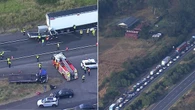 Driver trapped as shocking crash sparks traffic chaos on highway