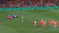 AFL match stopped 26 seconds in after player knocked out cold