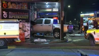 Sydney supermarket targeted again when ute smashes into front and is set alight